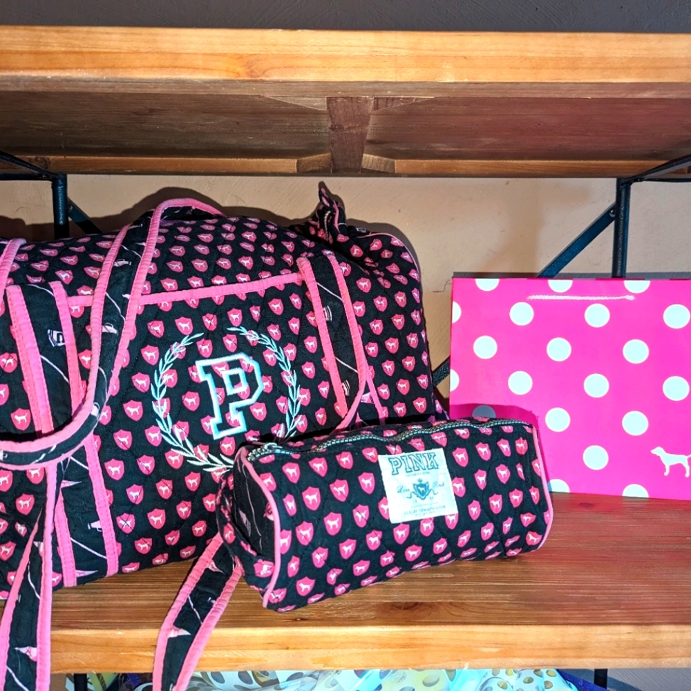 PINK Quilted tote and pouch